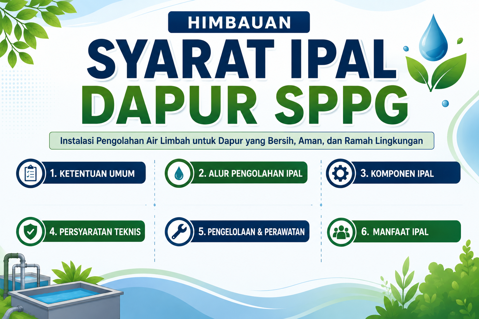 Standar IPAL (Instalasi Pengolahan Air Limbah) dapur Makan Bergizi Gratis (MBG)